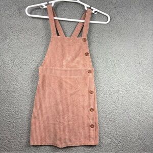 Art Class Corduroy Jumper Mini Dress in Blush